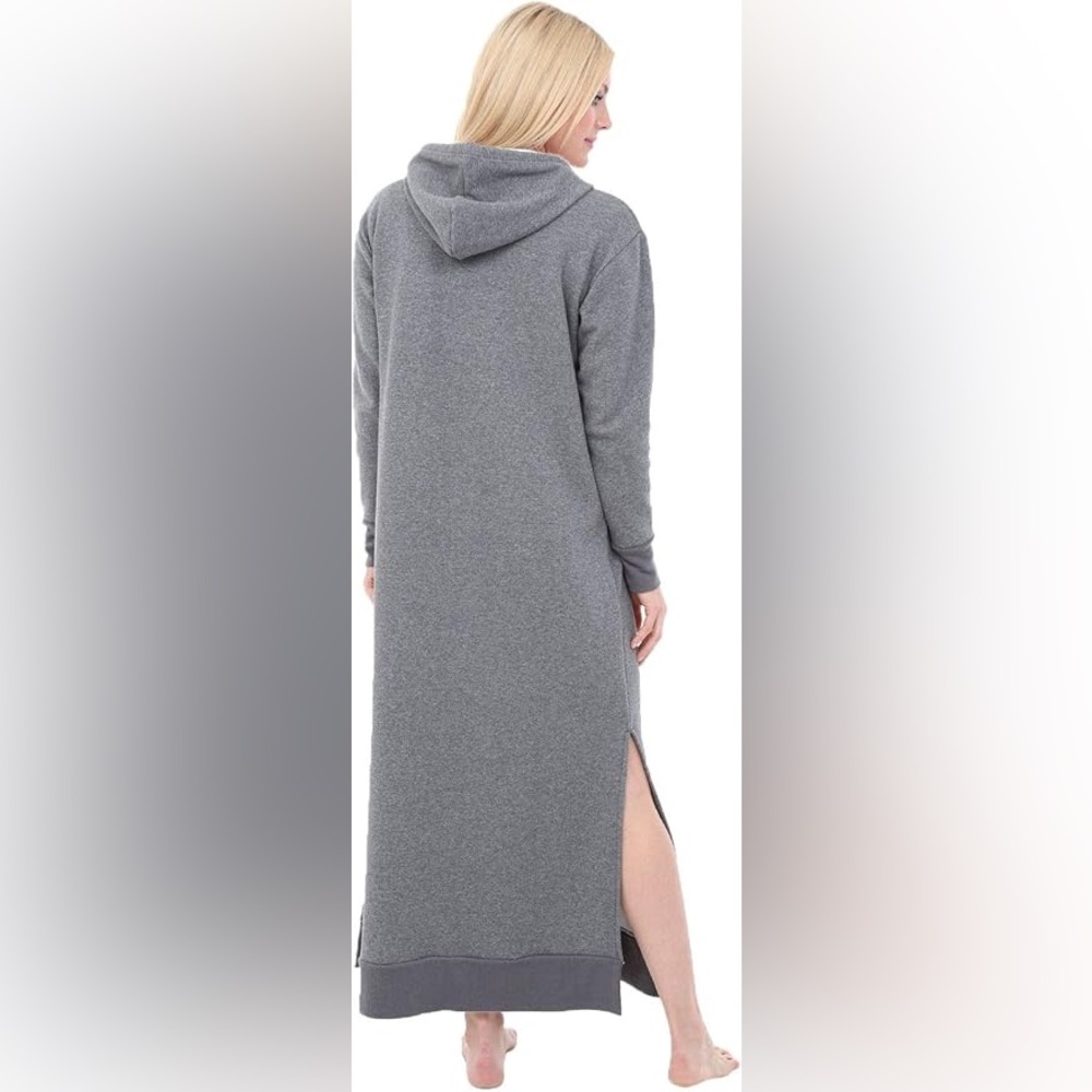 Alexander Del Rossa Long Fleece Pullover with Hood & Pocket - Picture 2 of 7